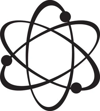 Abstract Atom Model Icon, Science and Technology Symbol, Research and Discovery Stock Illustration