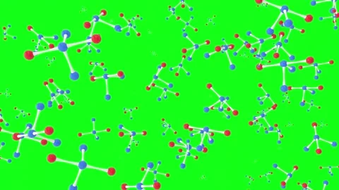 Abstract atom molecules flat icon set on green screen. Colorful atoms molecular  Stock Footage 154470714