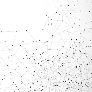 Abstract atom or molecular grid. Complex digital mesh array of nodes. Geometr Stock Illustration