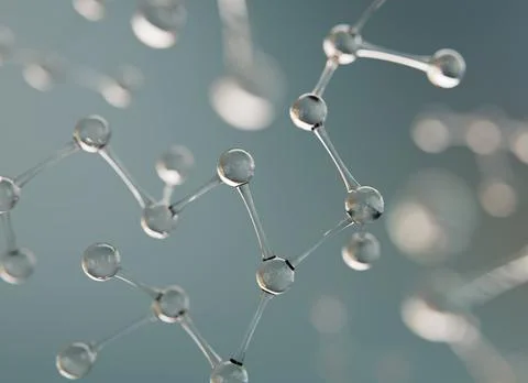 Abstract atom or molecule structure for Science or medical background 3d render Stockillustratie