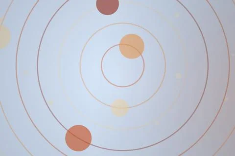 Abstract atomic model with orbiting particles and rings Stock Illustration