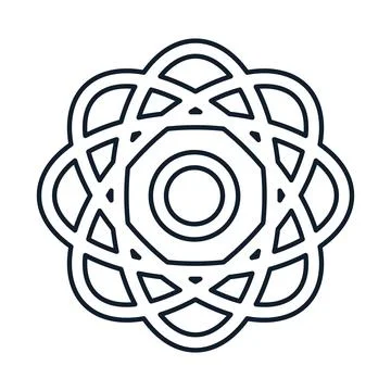Abstract atomic model in outline style Illustrazione stock