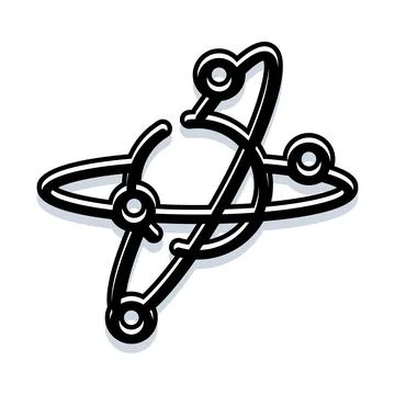 Abstract atomic physics science symbol orbiting electrons Stock Illustration