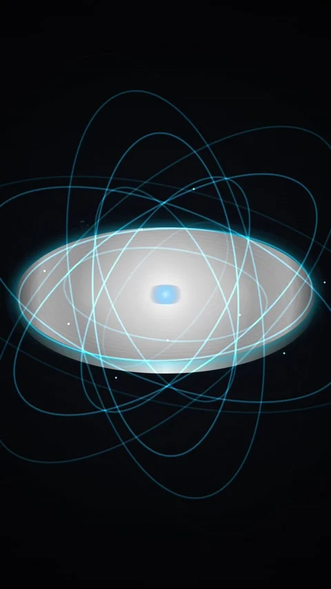 Abstract Atomic Structure Animation with Glowing Light Orbits Stock Footage 346207908