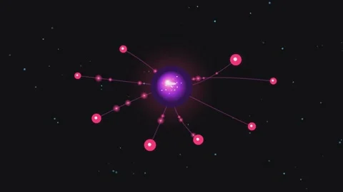 Abstract atomic structure with orbiting electrons motion in deep space back.. Stock Footage 340852634