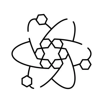 Abstract atomic structure rotating with hexagonal molecule connections Stock Illustration