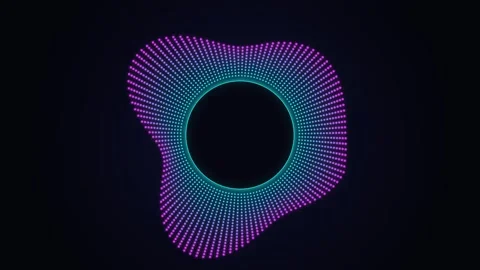 Abstract audio equalizer animation, sound wave pulsating in circle on dark .. Stock Footage 346243820