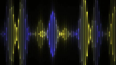 Abstract audio equalizer wave with glowing yellow and purple vertical bars .. 스톡 동영상 346317613