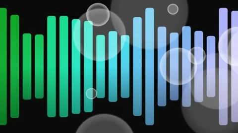 Abstract Audio Spectrum with Bubbles on Black Background Stock Footage 332032981