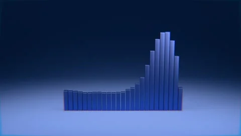 Abstract Audio Spectrum Equalizer Bars on Dark Blue Background. 4K Stock Footage 340544769