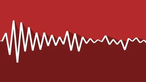 Abstract audio spectrum equalizer single line with shadow on bright background Illustrazione stock