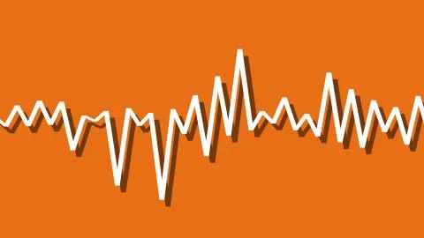 Abstract audio spectrum equalizer single line with shadow on bright background Illustrazione stock