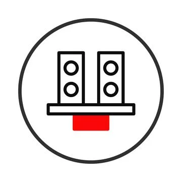 Abstract audio visualization: Twin speakers stand upon platform with a subt.. Stock Illustration