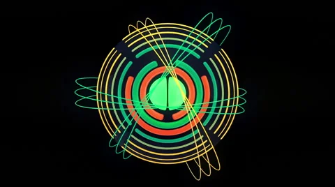 Abstract audio visualizer sphere with glowing rings - VJ Loop Stock-Footage 45525550