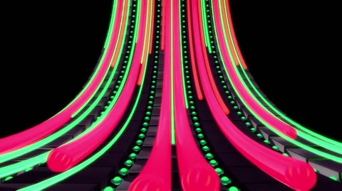 Abstract audio visualizer tubes sliding on curved belt - VJ Loop Stock Footage 45525354