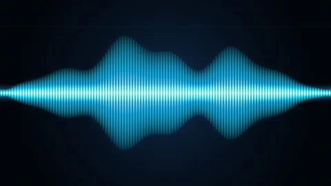 Abstract audio wave signal visualization with glowing blue frequency bars o.. Video stock 346452909