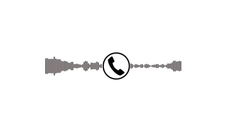 Abstract audio waveform animation with central telephone receiver icon for .. Stockbeeldmateriaal 346490750