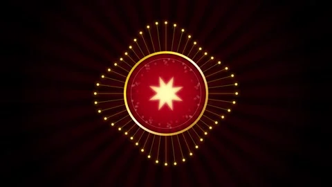 Abstract audio waveform animation with golden star center on dark radial ba.. Stock Footage 344309397