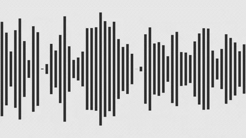 Abstract audio waveform animation with pulsing gray bars on Alpha channel dynami Stock Footage 321231188