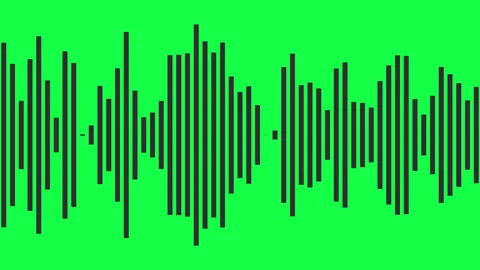 Abstract audio waveform visualization with pulsing black bars on vibrant green b Stock Footage 321231252