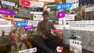 Abstract Augmented Reality Social Media Overlay Surrounds Man In Forrest Stock Footage