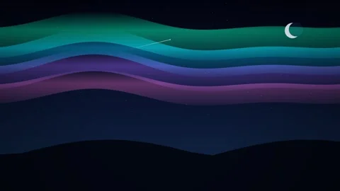Abstract Aurora Borealis Waves with Crescent Moon Motion Background 스톡 동영상 347963334