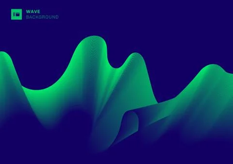 Abstract aurora green light wave on blue background. Stock Illustration