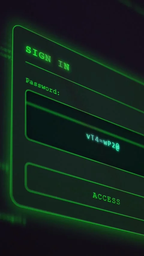 Abstract authorization window with flickering password options, concept of testi 스톡 동영상 313544680