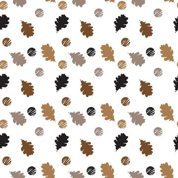 Abstract autumn foliage seamless pattern with natural leaf silhouettes, geom Stock Illustration
