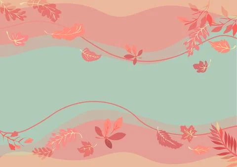 Abstract autumn frame vector background with falling orange leaves and wave.. Stock Illustration