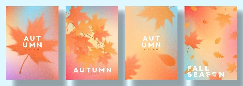 Abstract autumn gradient style posters set Stock Illustration