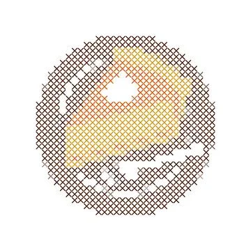 Abstract Autumn Leaf Shape Created With Cross Stitch Embroidery Pattern. Stock Illustration