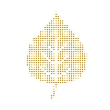 Abstract Autumn Leaf Shape Made of Colorful Polka Dots. Stock Illustration
