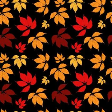Abstract Autumn Leaves Seamless Pattern Background.  Illustration 库存插图