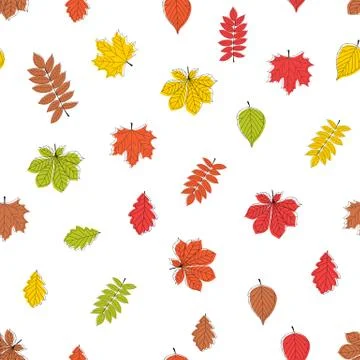 Abstract Autumn LeavesSeamless Pattern on Background. Illustration Illustrazione stock