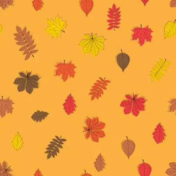 Abstract Autumn LeavesSeamless Pattern on Background. Illustration Stock Illustration