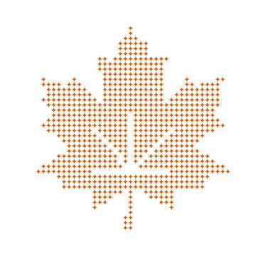 Abstract Autumn Maple Leaf Shape Composed of Colorful Dots. Stock Illustration
