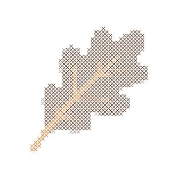 Abstract Autumn Oak Leaf Shape With Geometric Crosshatch Pattern. Stockillustratie