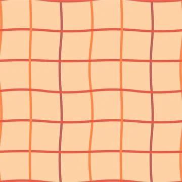 Abstract autumn seamless checkered pattern, hand drawn repeating print Stock Illustration