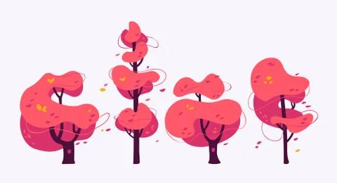 Abstract autumn tree set. Stock Illustration