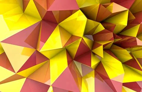 Abstract autumn triangular three dimensional shape background render Stock Illustration