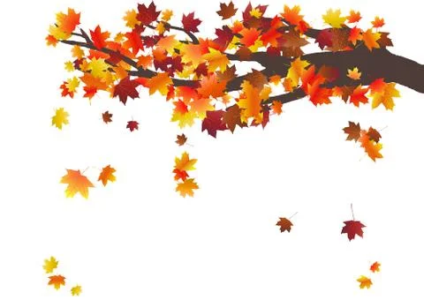 Abstract autumnal background with flying maple leaves. Fall season. Stock Illustration