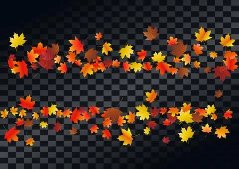 Abstract autumnal background with flying maple leaves. Fall . Stock Illustration