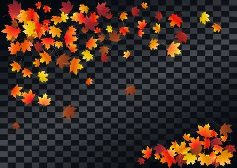 Abstract autumnal background with flying maple leaves. Fall . Stock Illustration