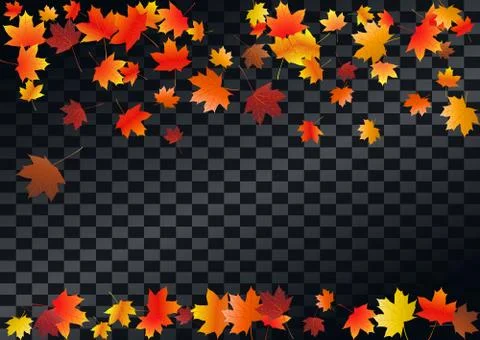 Abstract autumnal background with flying maple leaves. Fall . Stock Illustration