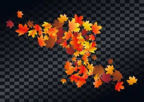 Abstract autumnal background with flying maple leaves. Fall . Illustrazione stock