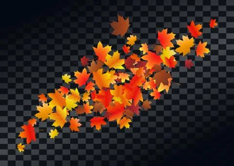 Abstract autumnal background with flying maple leaves. Fall . Stock Illustration