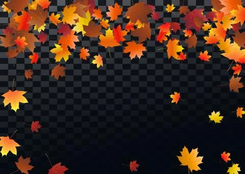 Abstract autumnal background with flying maple leaves. Fall . Stock Illustration