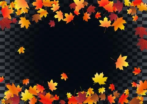 Abstract autumnal background with flying maple leaves. Fall . Stock Illustration