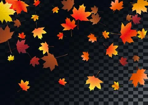 Abstract autumnal background with flying maple leaves. Fall . Illustrazione stock